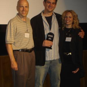 Sean Robert Olson receiving the Best Editing Award at the 2005 Shriekfest Film Festival