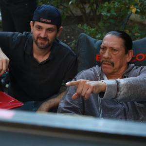 Danny Trejo and Sean Robert Olson on the set of The Contractor