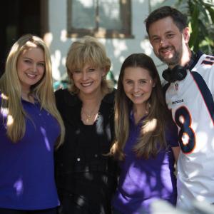 Tiffany Thornton Catherine Hicks Beverley Mitchell Sean Olson on the set of The Dog Who Saved Easter