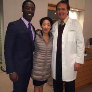 Isaiah Washington, Sandra Oh, Dar Dixon, Set of Grey's Anatomy, March 2014
