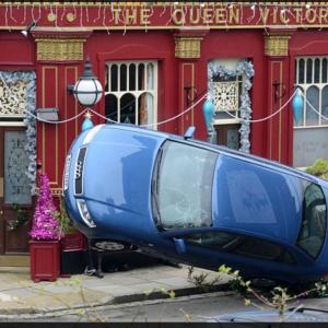 EastEnders New Years Day Roxy car turnover