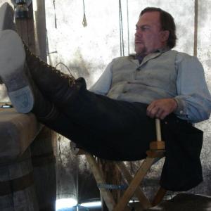 Relaxing on the set of AMC's Hell On Wheels.