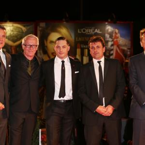 Tom Hardy Guy Heeley Paul Webster Stuart Ford and Steven Knight at event of Locke 2013