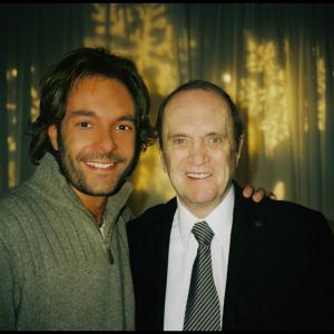 Bob Newhart with David Giammarco sharing a laugh at director Jon Favreaus Elf Premiere Christmas party New York City