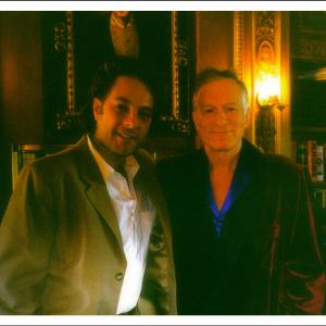 David Giammarco and Hugh Hefner, Playboy Mansion Movie Night, Holmby Hills, California.