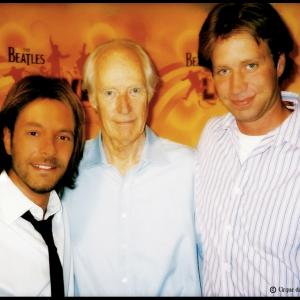 (left to right) David Giammarco, Sir George Martin and Giles Martin during the making of 