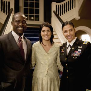 Still of Wendy Davis Sterling K Brown and Nikki Haley in Army Wives 2007