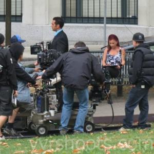 Stacey Farber on location filming the CW series 