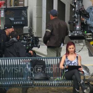 Stacey Farber on location filming the CW series Cult in downtown Vancouver