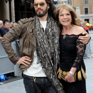 Russell Brand and his mother Barbara Brand attend the European premiere of 