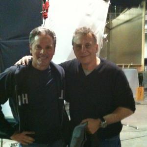 Still of Michael Keeley and Paul Reiser on the set of The Paul Reiser Show