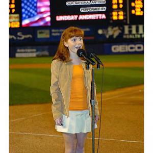 Singing the National Anthem at Shea Stadium for the NY Mets: age 12