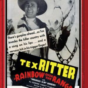 Tex Ritter and White Flash in Rainbow Over the Range 1940