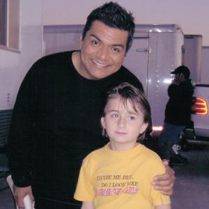Marc Musso with George Lopez on the set of The Adventures of Shark Boy and Lava Girl