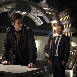 Still of Danielle Panabaker, Rick Cosnett and Grant Gustin in The Flash (2014)