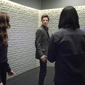 Still of Danielle Panabaker Grant Gustin and Carlos Valdes in The Flash 2014