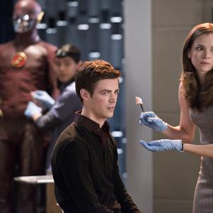 Still of Danielle Panabaker and Grant Gustin in The Flash 2014