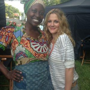 Christine Horn with Drew Barrymore on the set of BLENDED.