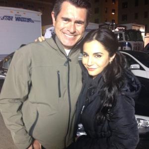 Francisco Javier Gomez With The Beautiful Mexican Actress Martha Higareda On Location, Pilot Season March 16, 2013