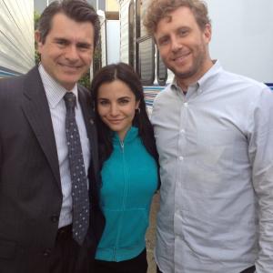 Francisco Javier Gomez With The Beautiful Mexican Actress Martha Higareda and the Great Director Ruben Fleischer On Location Pilot Season March 16 2013