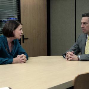 Still of Maura Tierney and Ed Helms in The Office 2005