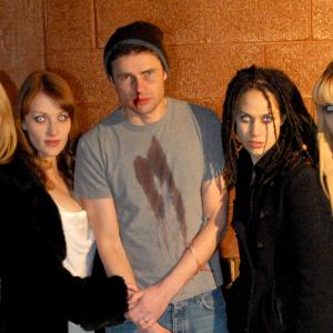 Publicity still from Bleeder (2009) featuring Katie Foster, Brea Bee, Mark Kochanowicz, Sarah Croce & Lisa Roman.