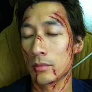 I'm sleeping not dead. Make-up for Amazing Spiderman doubling Andrew Garfield