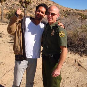 Actors Carlos Bosch and Daniel Link on set of Borderline