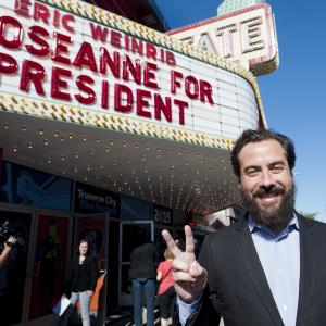 Eric Weinrib before the Midwest festival premiere of Roseanne for President! at the Traverse City Film Festival State Theatre July 29 2015