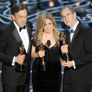 Chris Buck Peter Del Vecho and Jennifer Lee at event of The Oscars 2014