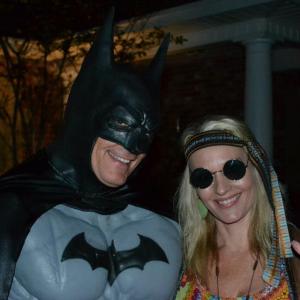 Jim Gleason as Batman and wife Lydia the hippy chick