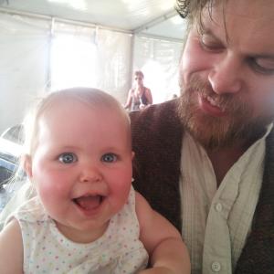 On set of Hell on Wheels with his daughter ClaraAnne