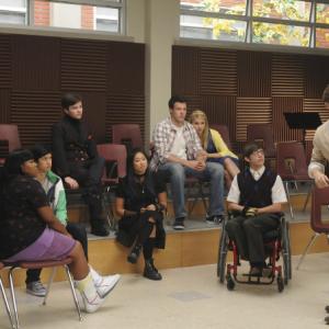 Still of Matthew Morrison and Kevin McHale in Glee (2009)