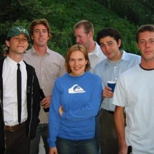 Joseph GordonLevitt relaxing with the crew after filming daily scenes for Paradise Now with Patrick Fugit at Sundance Institute Directors Lab 2003