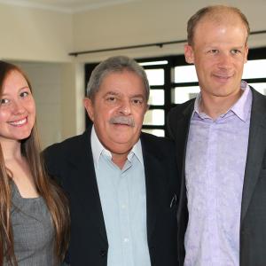 Josh Tickell and Rebecca Harrell Tickell in Brazil with former President Lula da Silva for 