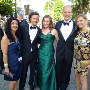 Josh Tickell with Rebecca Harrell Tickell and Jason Mraz at the premiere of The Big Fix in Cannes