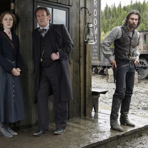 Still of Colm Meaney, Anson Mount, Jennifer Ferrin and Ferrin Thomas in Hell on Wheels (2011)