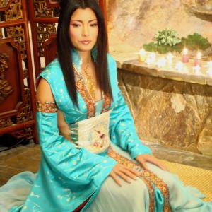 Kelly Hu wearing an original design and made by Costume Designer, Hazel Yuan for the PSA 