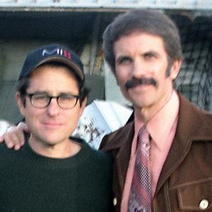 J.J. Abrams and Mel Fair on the set of Super 8.