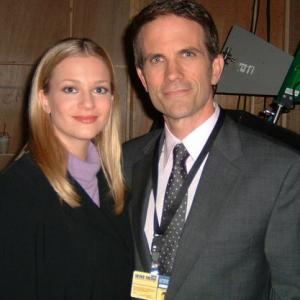 A.J. Cook and Mel Fair on the set of Criminal Minds, episode 