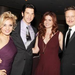 Orfeh with husband Andy Karl, Debra Messing, and Will Chase at The Mystery of Edwin Drood opening night, Nov 13, 2012
