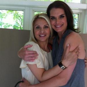 Orfeh and Brooke Shields on the set of their LaZBoy commercial