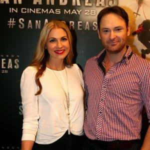 Carmel Savage  Rob Jenkins at the red carpet premiere of San Andreas at Warner Bros Movie World