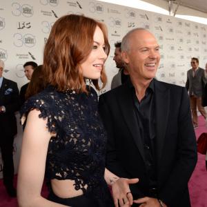 Michael Keaton and Emma Stone at event of 30th Annual Film Independent Spirit Awards 2015