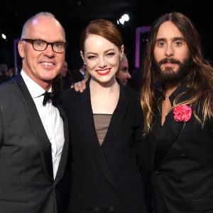 Michael Keaton, Jared Leto and Emma Stone at event of The 21st Annual Screen Actors Guild Awards (2015)