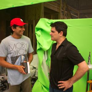 M Night Shyamalan and Steven DeRosa on the set of After Earth April 2012