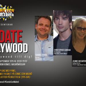 Comic Con Sweden Malm 2015 with guests Gabriel Cohen Management 360 actor Christopher Gorham casting director Jeanne McCarthy and actor Christian Magdu