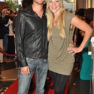 Actor Christian Magdu with actress Sofie Norman at the Los Angeles Premiere of 