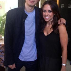 Director Brian A Metcalf working with actress Lacey Chabert
