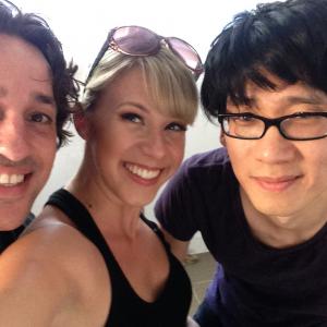 Thomas Ian Nicholas, Jodie Sweetin and Brian A. Metcalf on the set of 